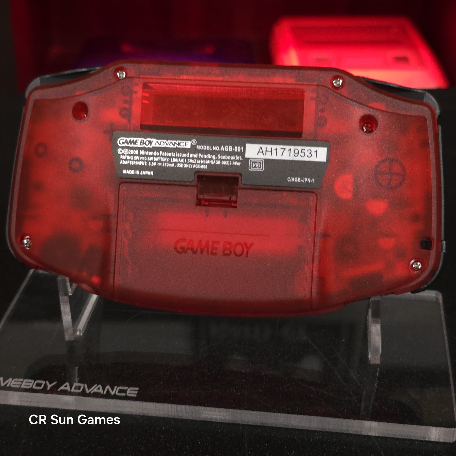 Clear Red Game Boy Advance GBA Console with iPS V5 Backlight Backlit LCD MOD