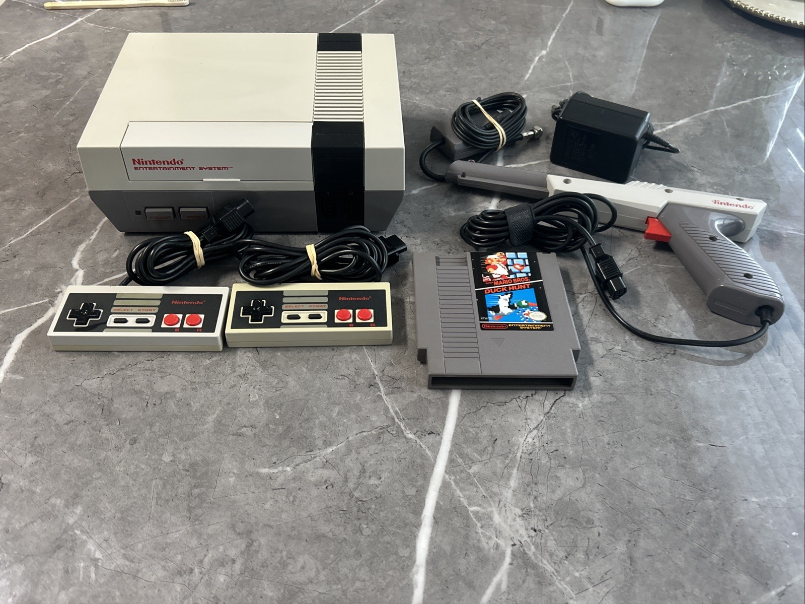 Nintendo NES Action Set Home Console – White/Gray Wth 2 Controllers and Gun