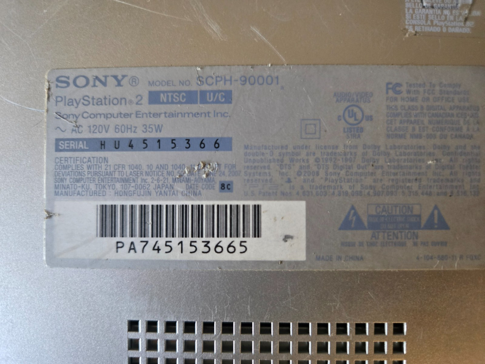 Sony PlayStation 2 PS2 Slim Silver Console SCPH-90001 With OEM Controller + Game