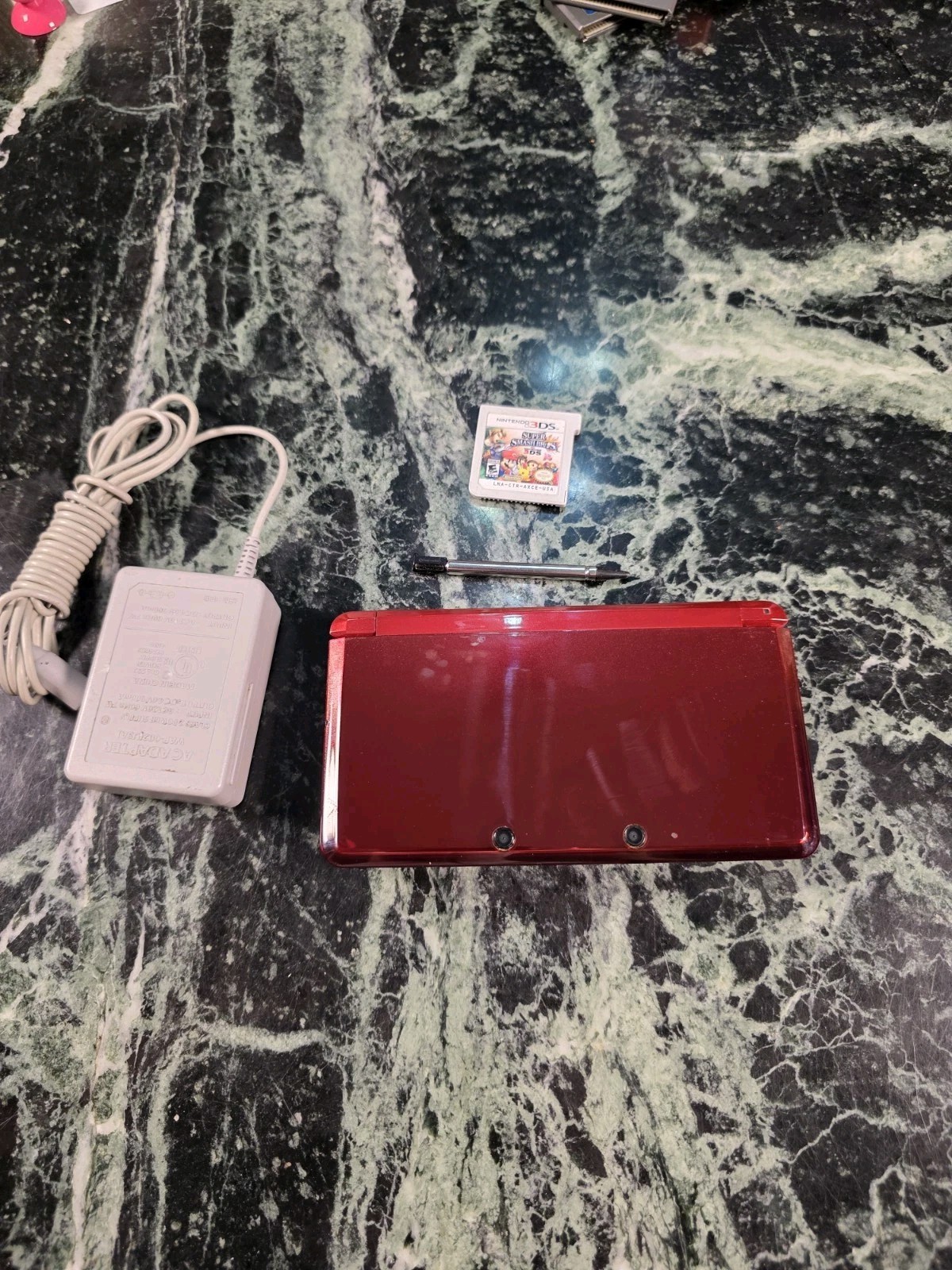 Nintendo 3DS Flame Red Console English US Version TESTED w/Charger + Smash