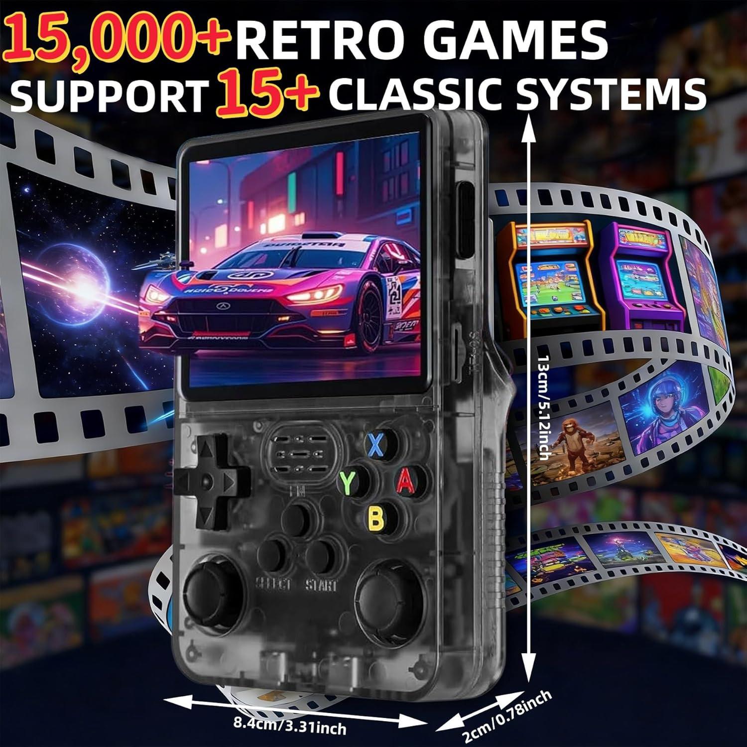 R36S Retro Handheld Game Console, 3.5 Inch 640X480 IPS Screen, 64GB Built-In 15,