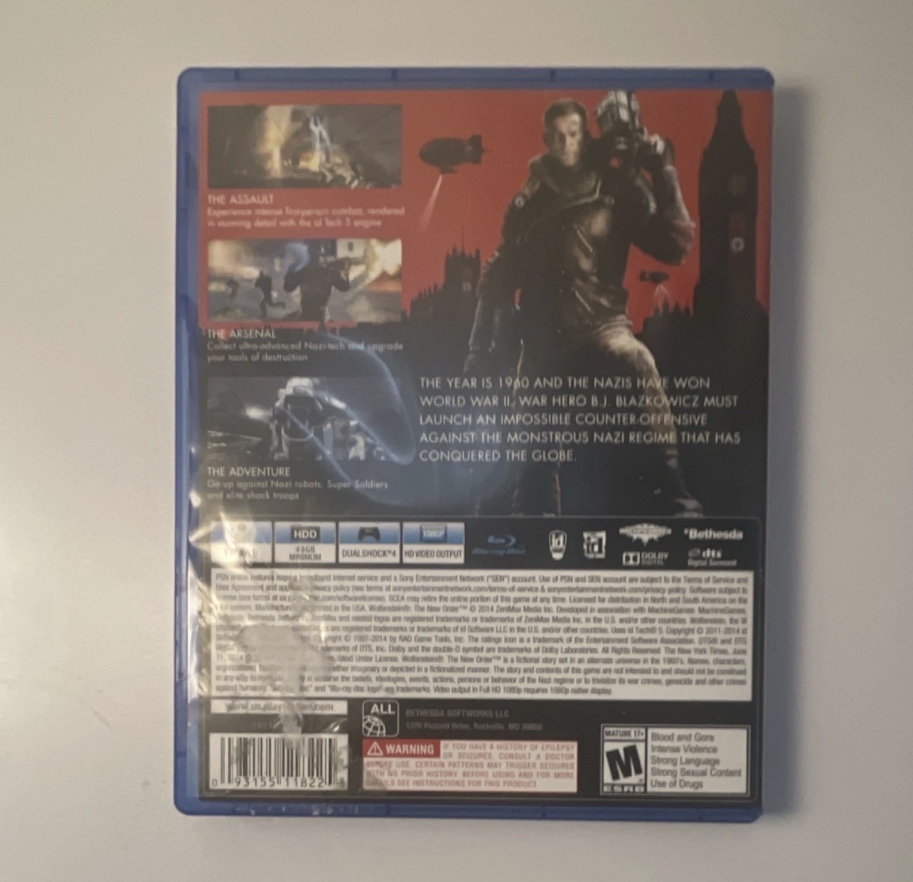 Working PS4 500GB console, w/power cord, PS4 controller, and 5 PS4 games