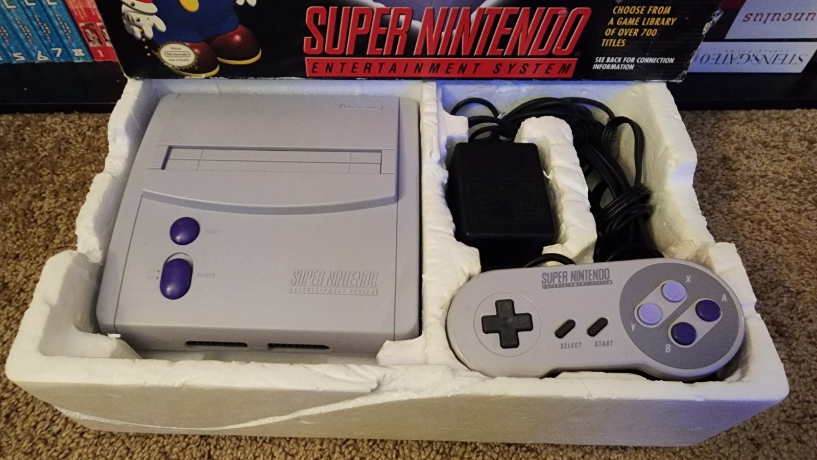 Super Nintendo SNES Mini JR Console In Box SNS-101-Bundle Lot-1 Game