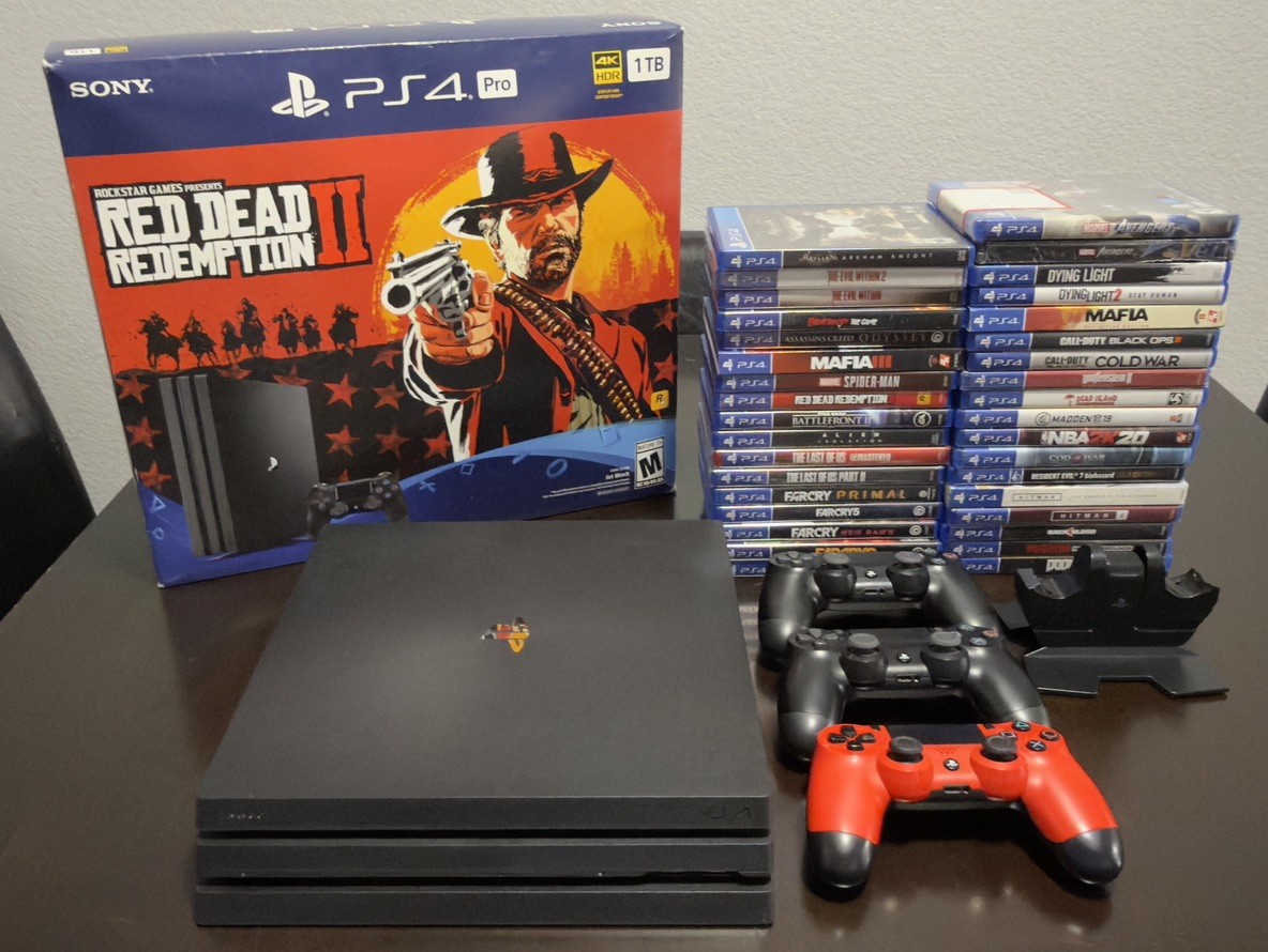 Sony PlayStation 4 Pro 2 TB SSD (Red Dead Redemption 2 Edition) Bundle 34 Games.