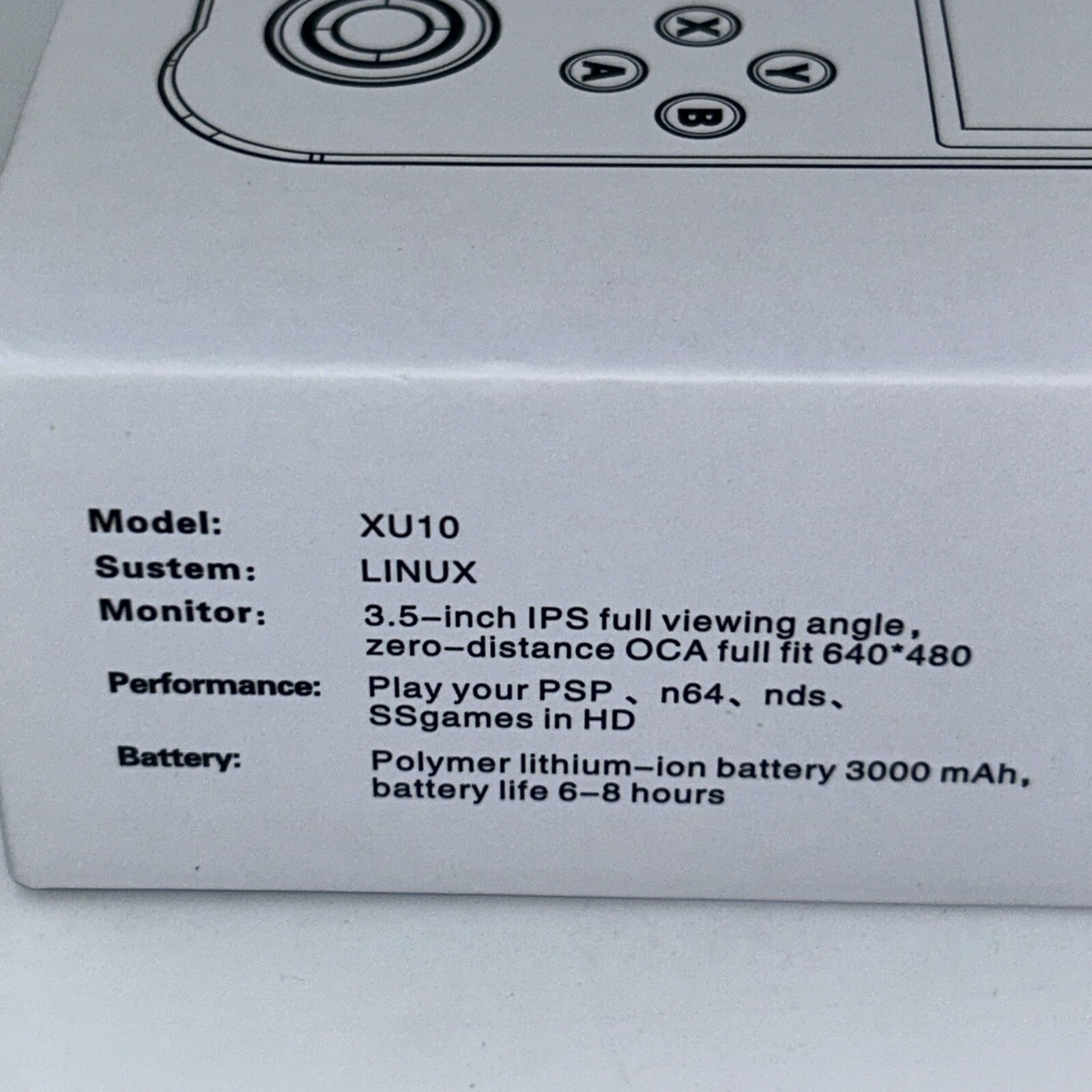 XU10 * RK3326S 64bit A35 3.5inch * IPS Handheld Game Console * NEW * Gray