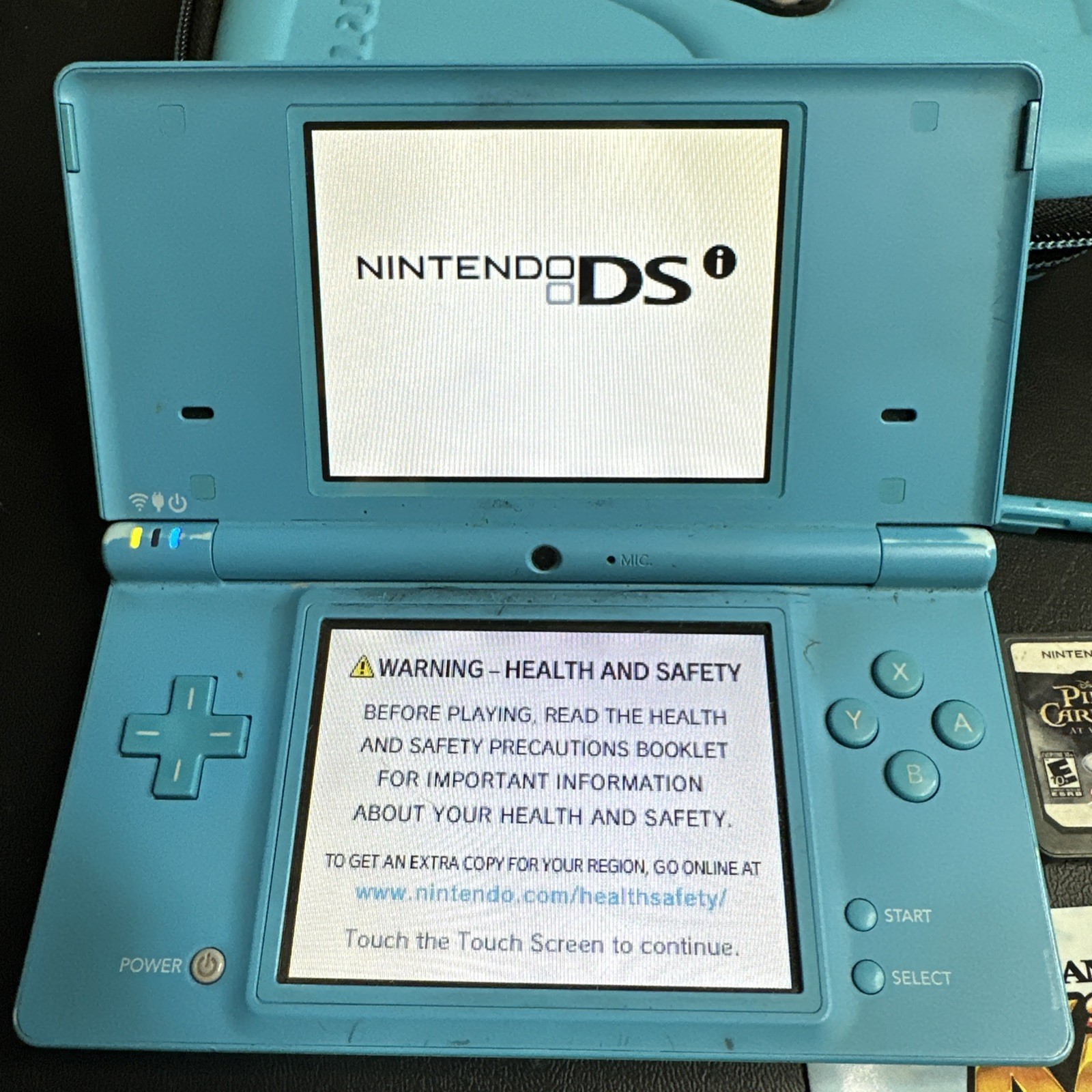 Nintendo DSi Console TWL-001 Aqua Blue – 2 Games – Shrek Kartz , Stylus, Charger