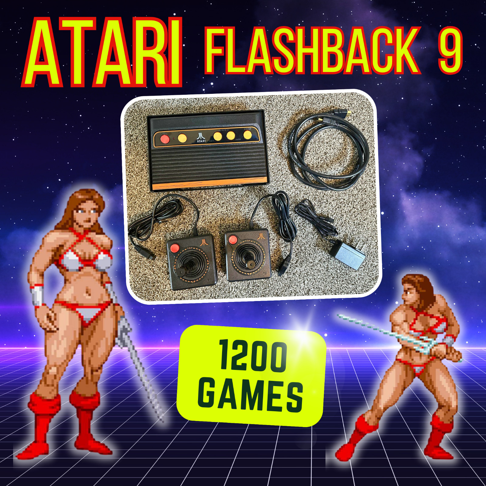 Atari Flashback 9 HDMI Retro Console Built-in Games 1200 2 Controllers AtGames