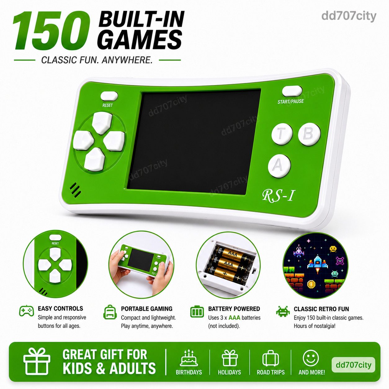 Retro Handheld Game Console 150 Built-in Games Portable LCD Kids Gift Toy
