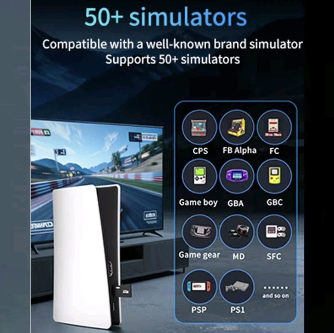 RS5 TV Game Console Dual Stick Wireless Controller Game 20000+64GB two Joysticks