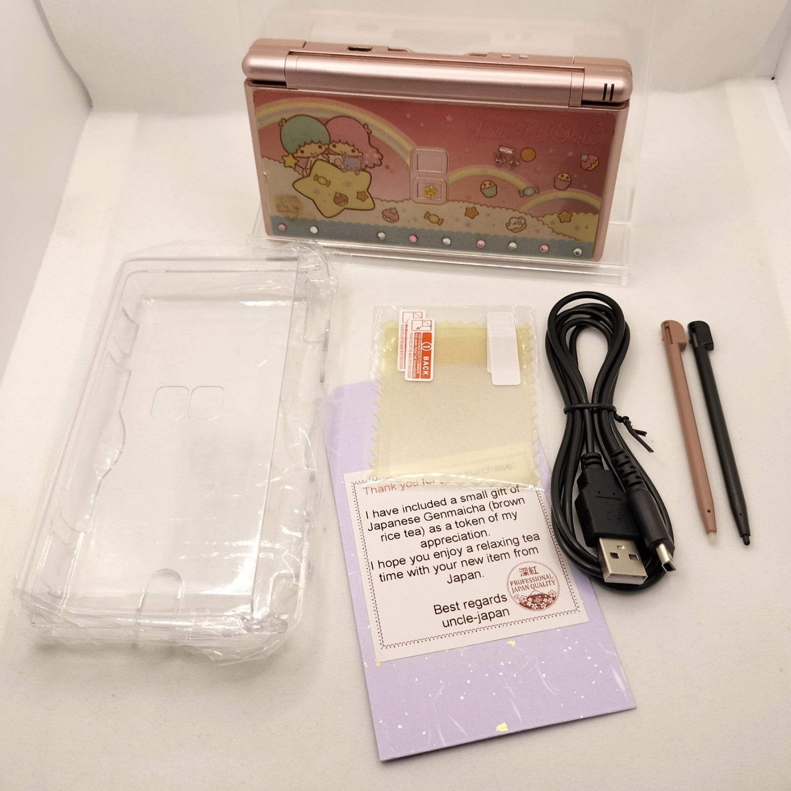 Nintendo DS Lite Metallic Rose Console Cute Sanrio Little Twin Stars Deco Japan