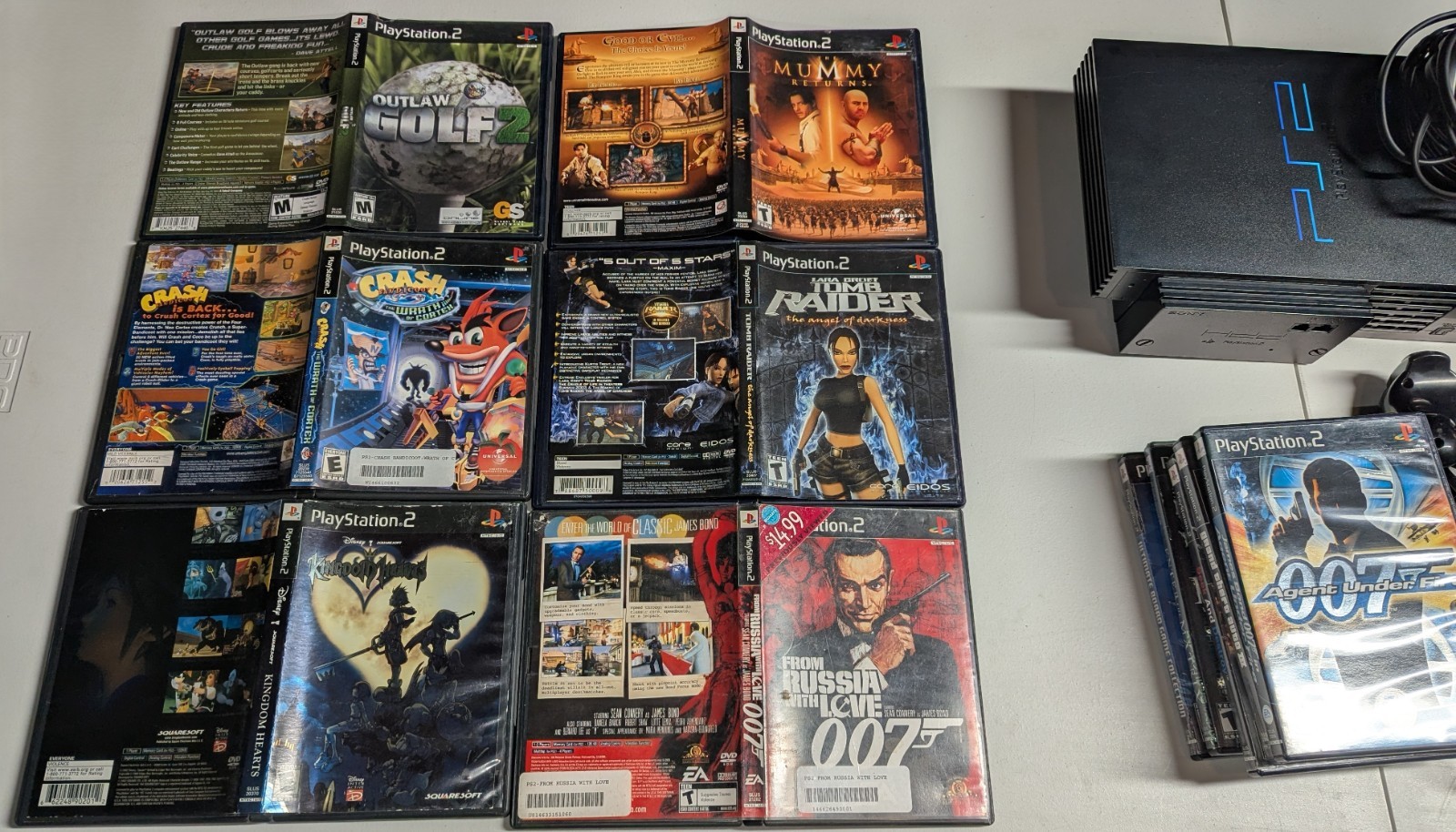 Playstation 2 System + Controllers + 11 Games Card GTA Crash PS2 Set Bundle Lot