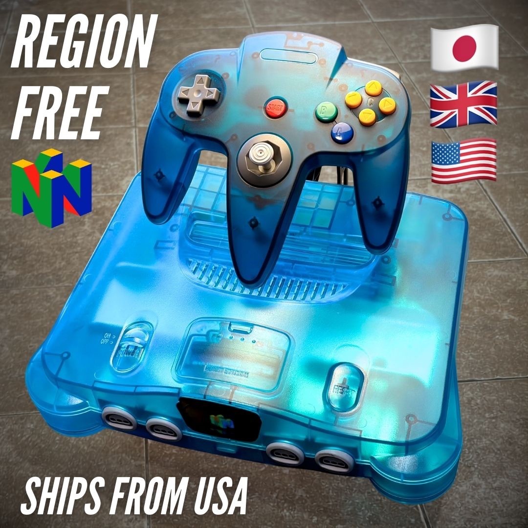 Nintendo 64 Console REGION FREE Funtastic Blue Translucent Refurbished Warranty