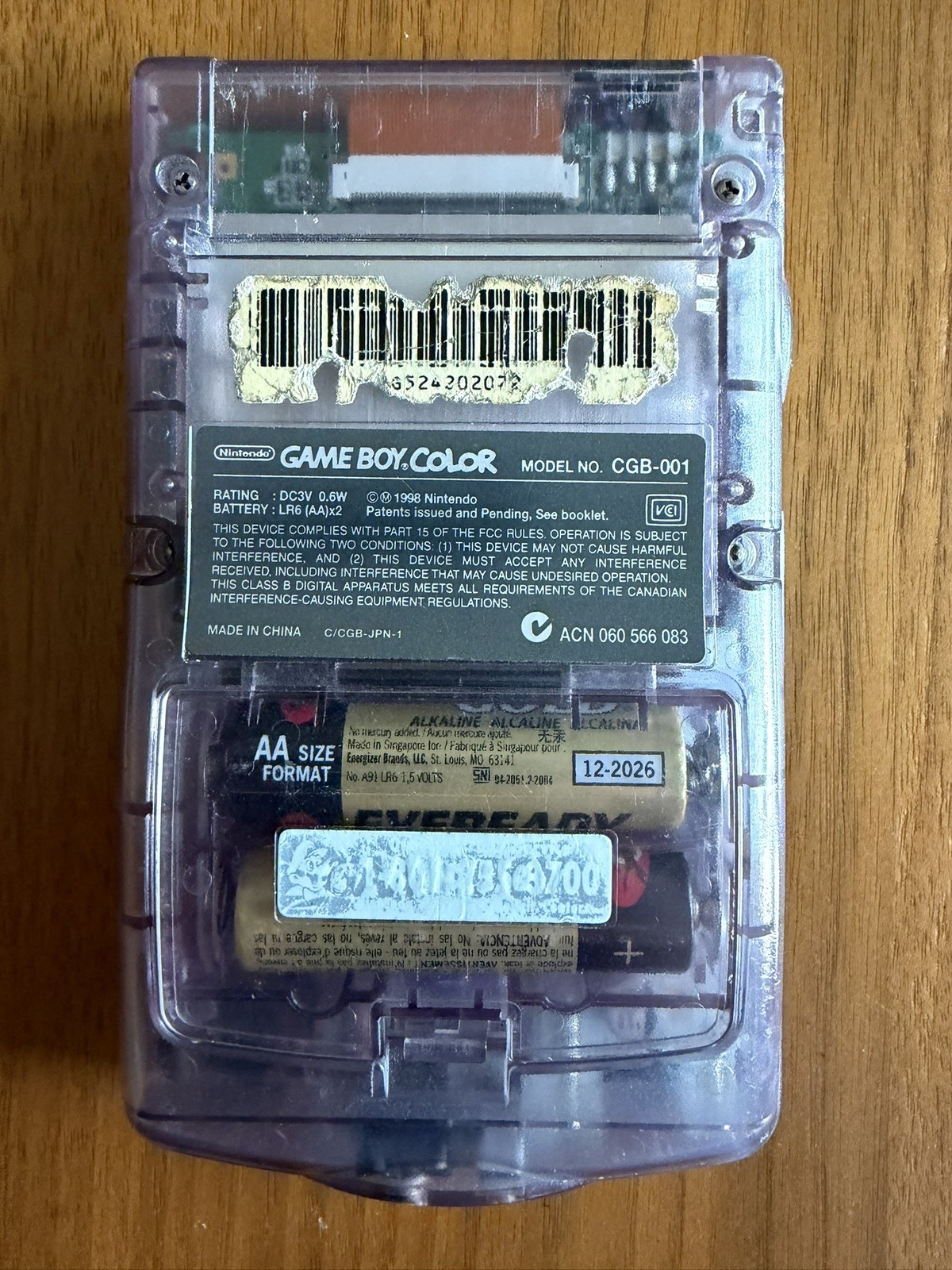 Nintendo Game Boy Color Clear Purple Atomic System Only Tested And Working