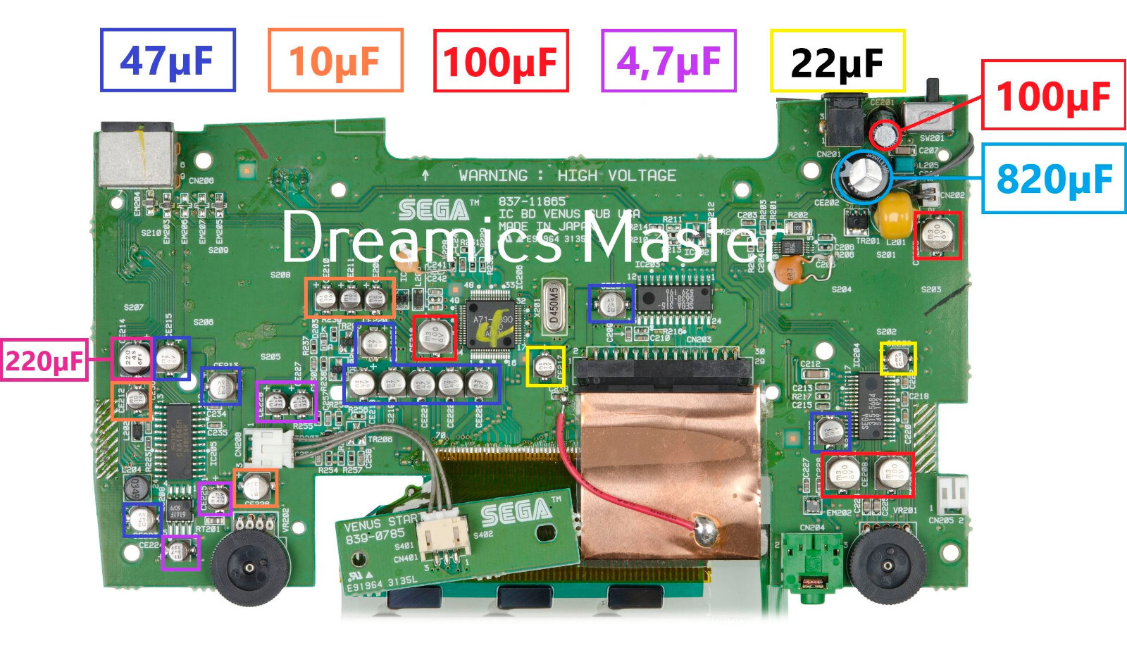 SEGA Nomad | SMD Ceramic Capacitor Replacement Kit | Complete Cap Kit
