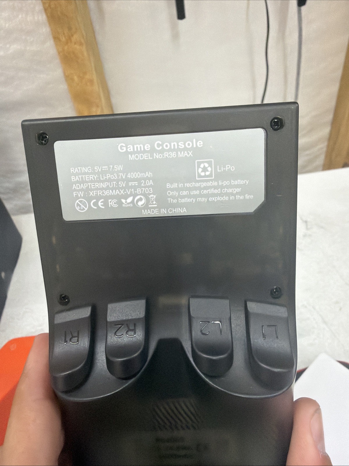 Open Source R36MAX 4000mAh Portable Recharge Handheld Retro Game Console BLACK