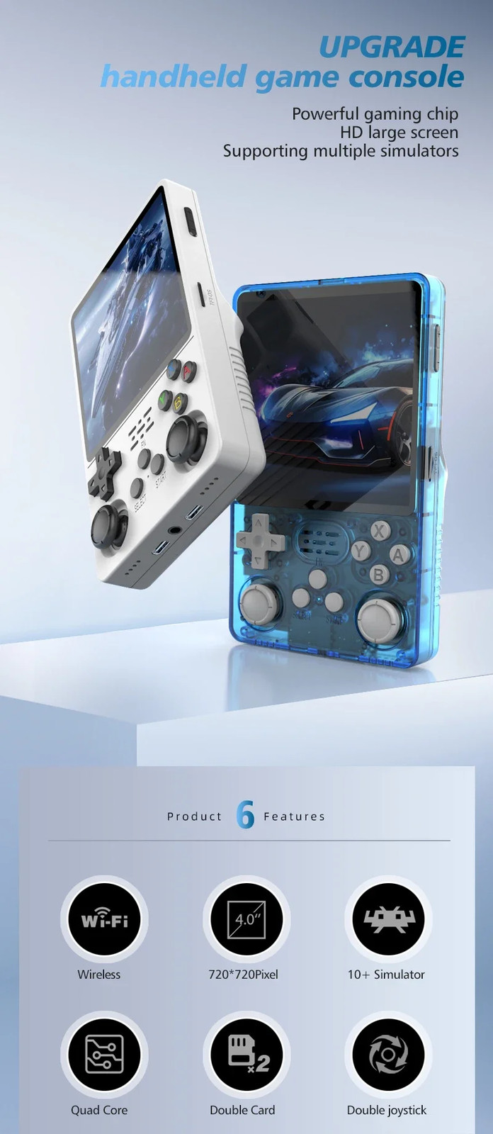 R36Plus Big Screen Linux OS Retro Game Console R36S plus 4.0Inch IPS Screen Wifi