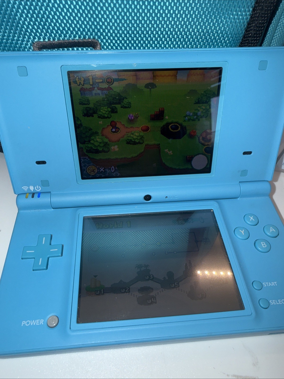 Nintendo Dsi Teal Light Blue Case Charger 4 Games Pokemon Album 23 In 1