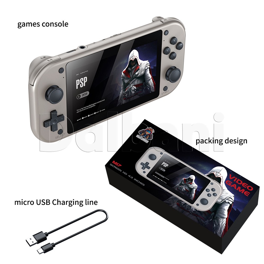 M17 Retro Handheld Game Console 4.3″ IPS Screen 64GB Portable Player