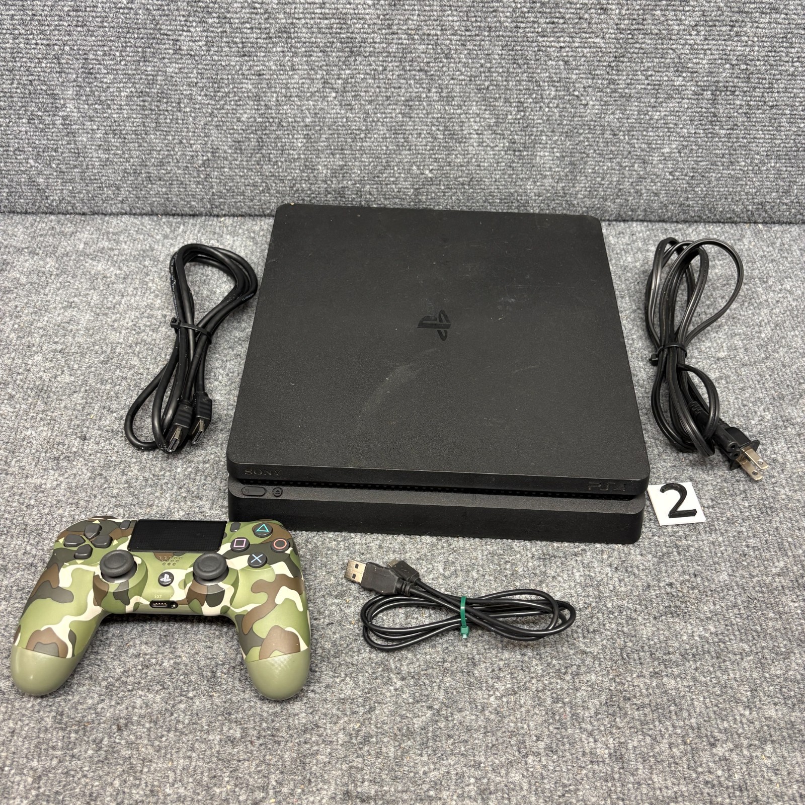 Sony PlayStation 4 Slim 1TB Console – Jet Black W/ Controller & Cables Tested