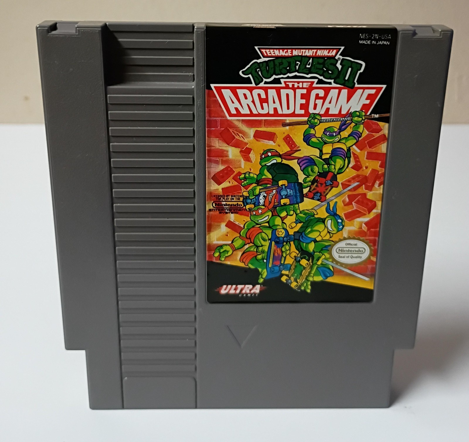 Nintendo NES with Control AV Cable power cord Ninja Turtles game, tested working