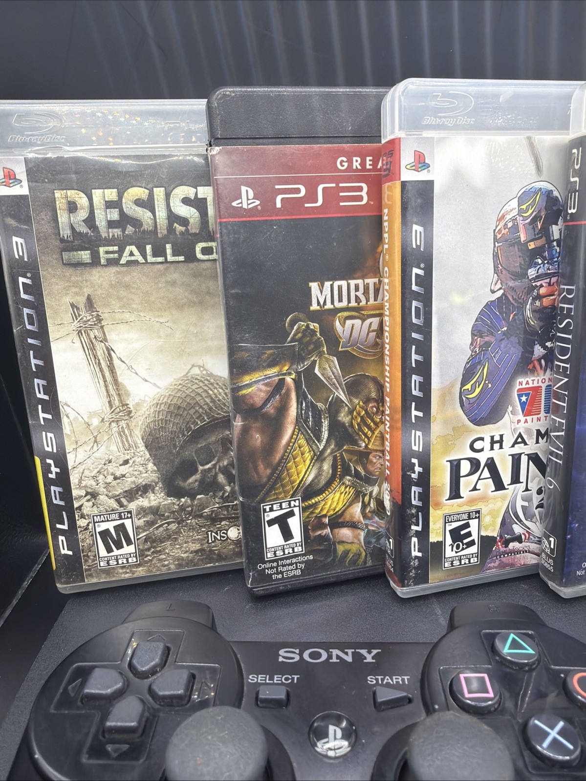 Sony PlayStation 3 PS3 Slim 120GB CECH-2001A Bundle, Controller, 4 Games