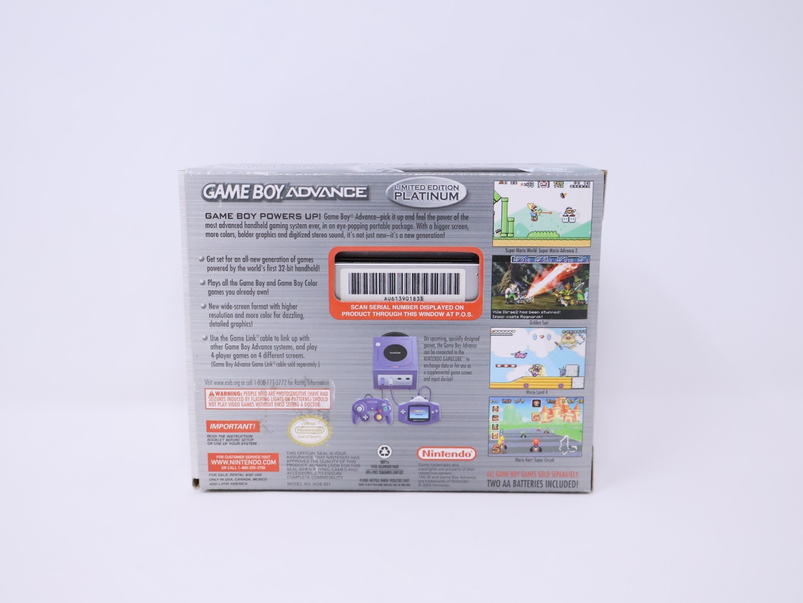 Nintendo Game Boy Console Silver Limited Edition Platinum Minty Open Box Rare