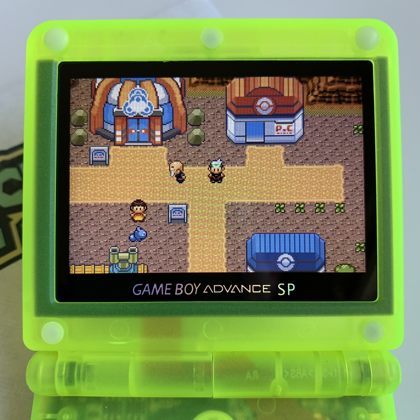 Gameboy Advance SP AGS-001 or IPS Extreme Green Glow *Glass Lens & New Battery*