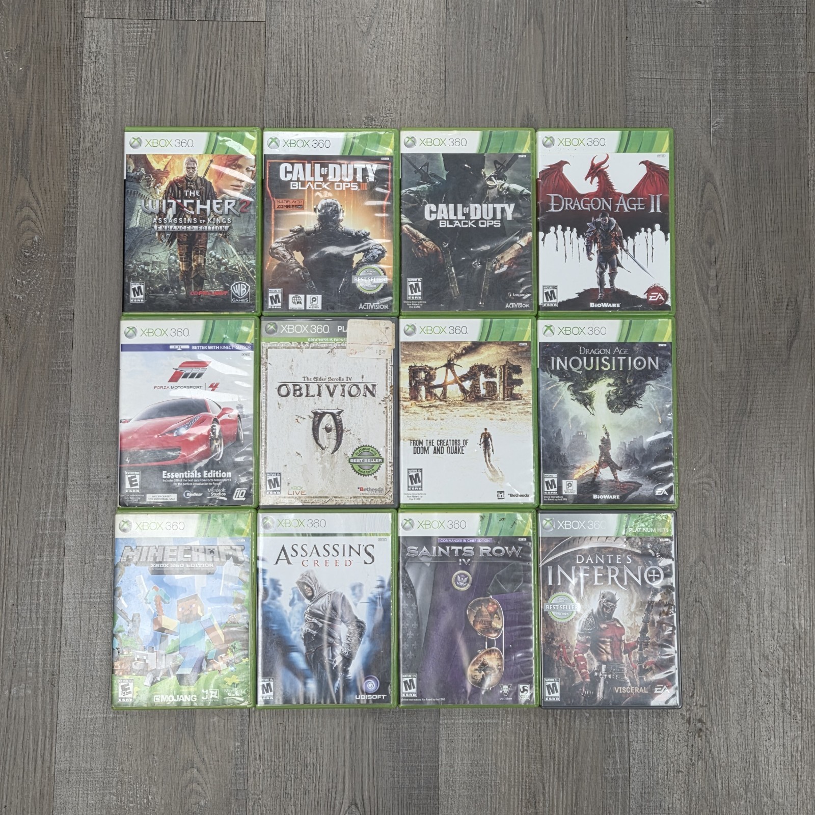 Microsoft Xbox 360 S Slim 500GB Console Model 1439 Bundle W/ 12 Games LOT