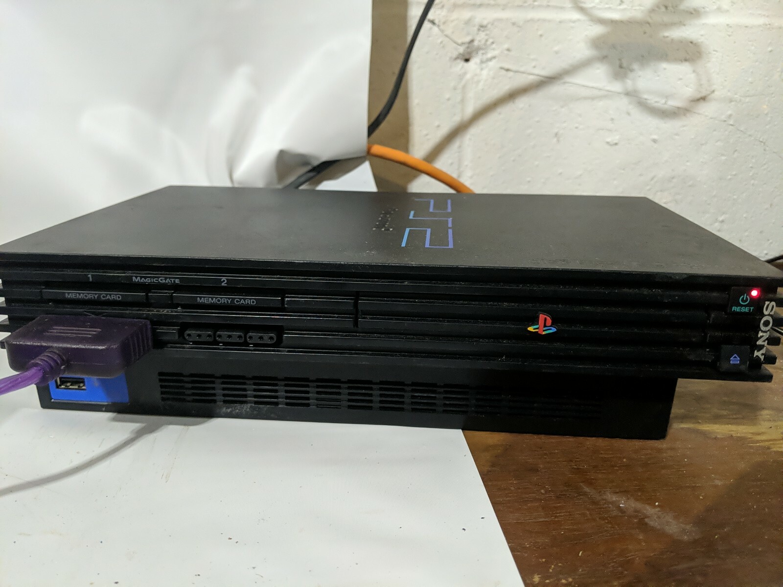 Sony PlayStation 2 PS2 Console with 2 Controllers & Extenders, 16MB Memory Card