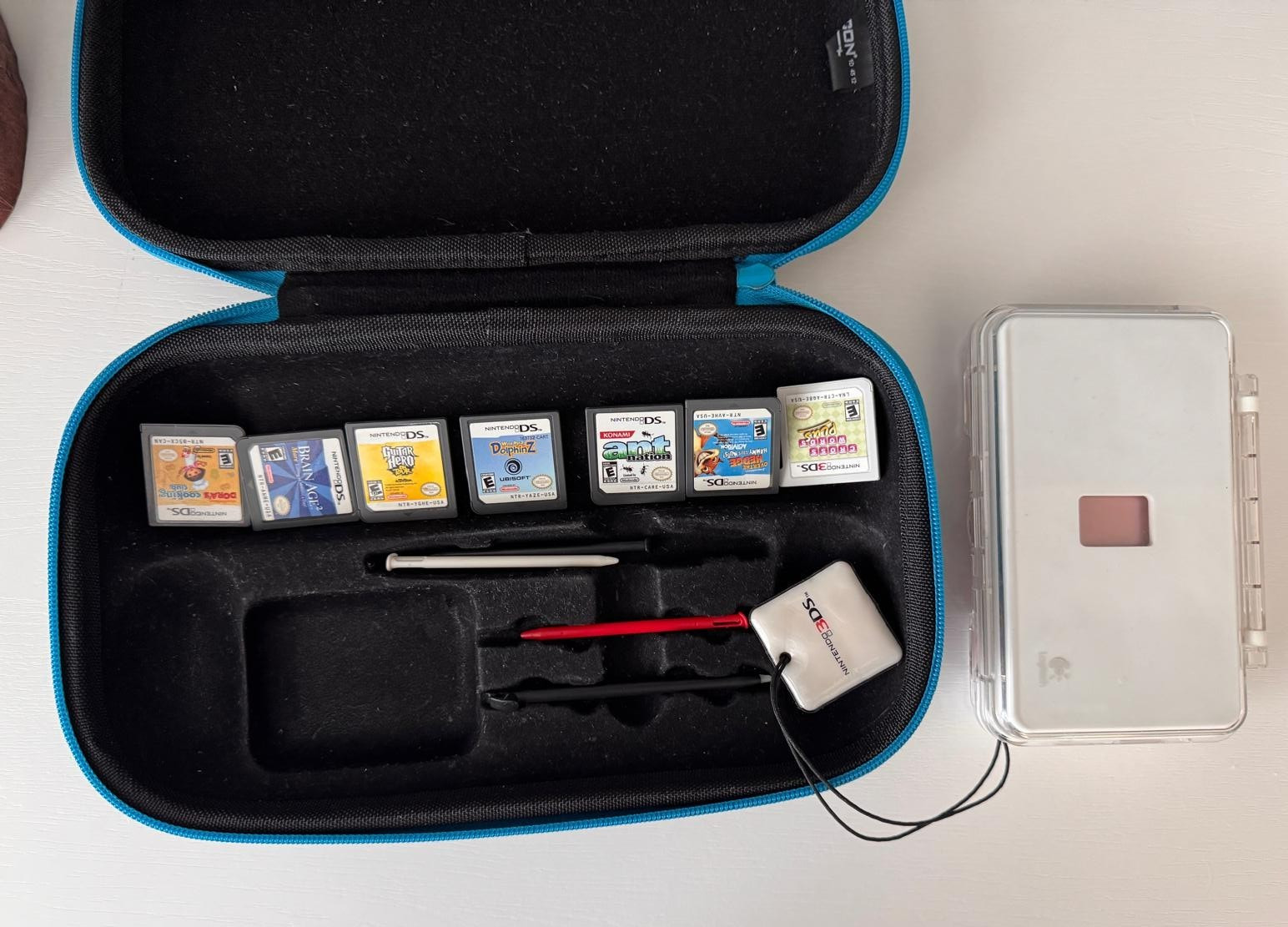 PINK Nintendo 3DS Handheld System Hard-Shell CASE + Black Carry Case, 8 Games