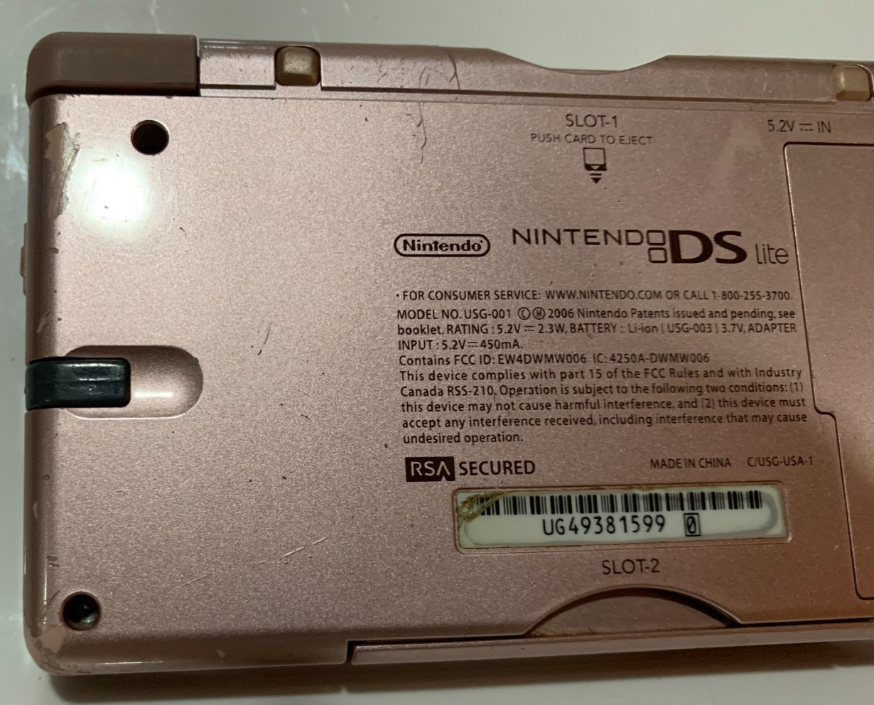 Nintendo DS Lite Metallic Rose Pink Handheld USG-001 FULLY Tested Guaranteed