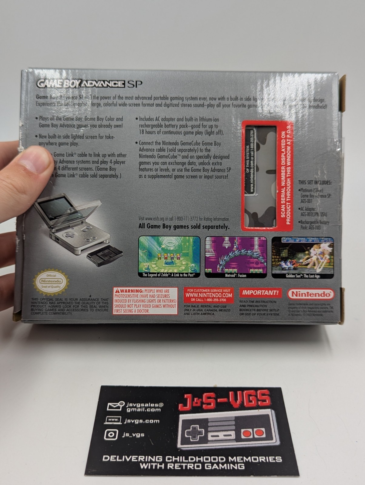 Nintendo Game Boy Advance SP Platinum Silver CIB