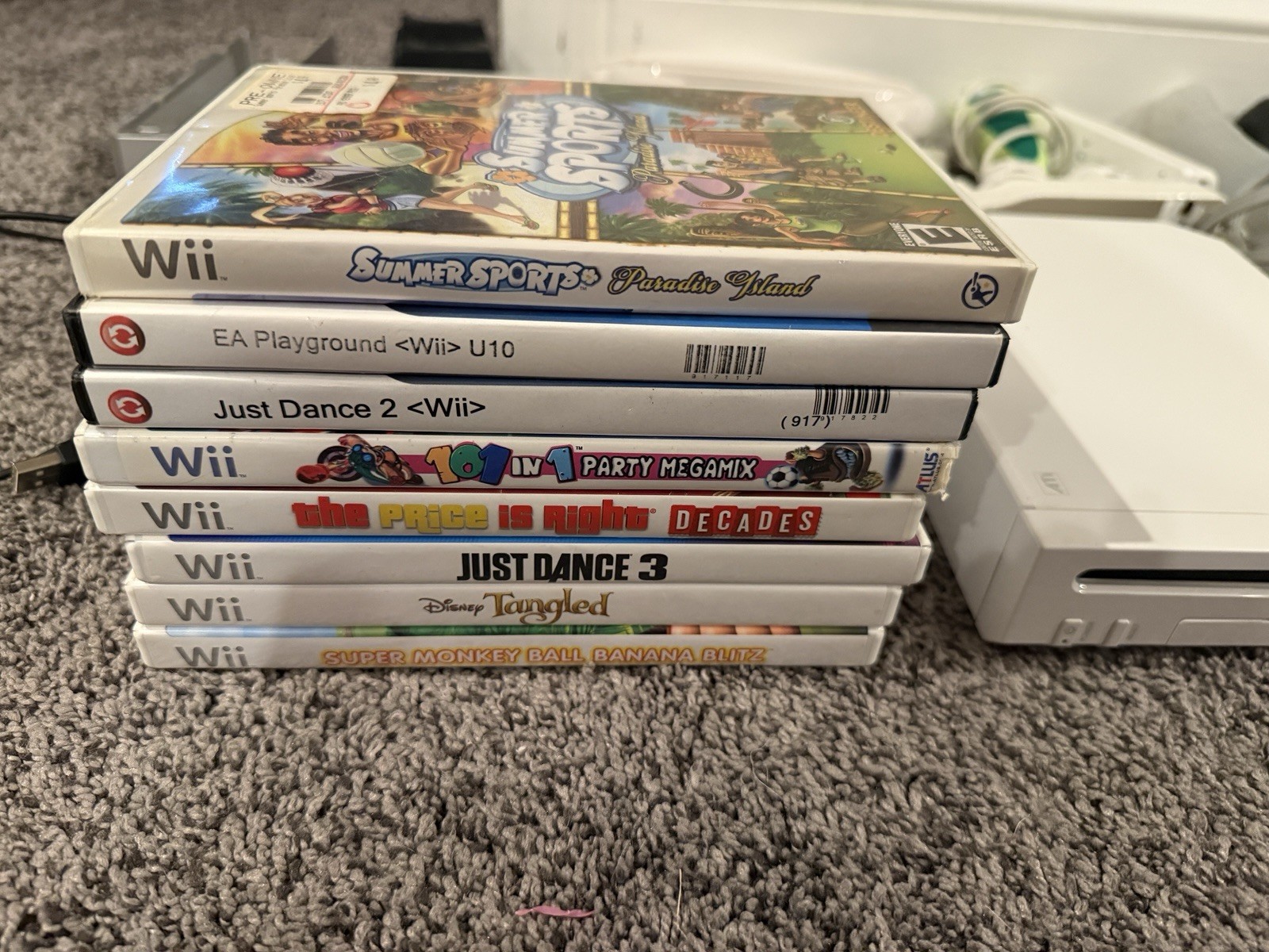 Nintendo Wii Lot Bundle w/ 8 Games controller Cables Accessories