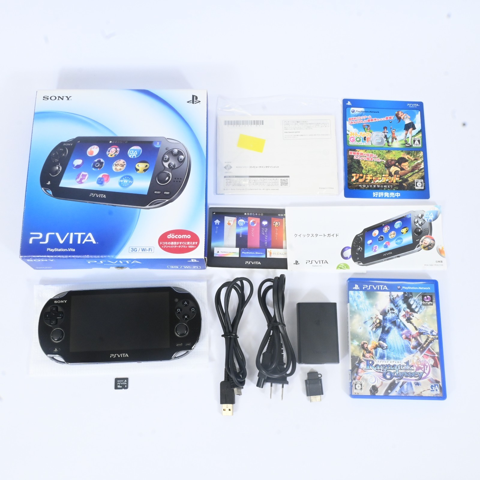 Sony PS Vita PCH-1100 Black Console Boxed Tested w/ 16GB Ragnarok Odyssey