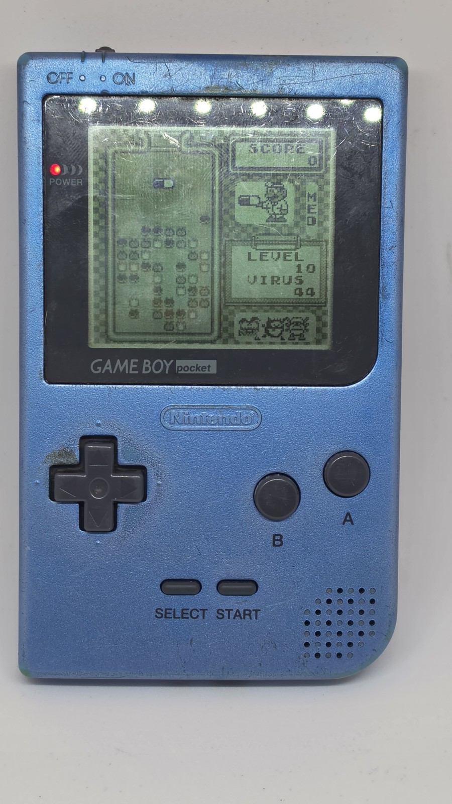 Nintendo Game Boy Pocket Ice Blue MGB-001 Handheld Console + Dr. Mario Tested