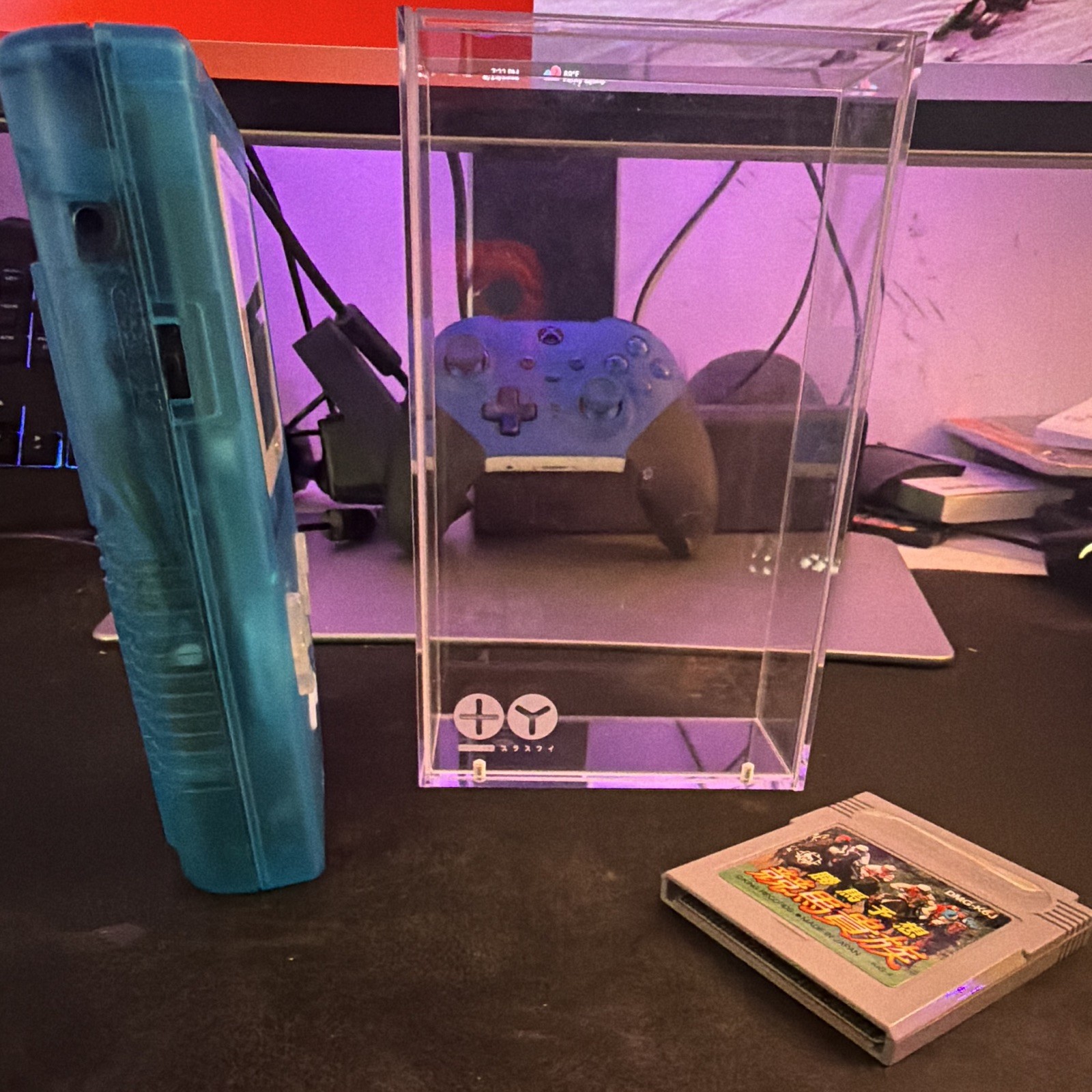 Nintendo Game Boy DMG-01 Clear Blue Handheld Stereo Sound w/ Case & Game *WORKS*