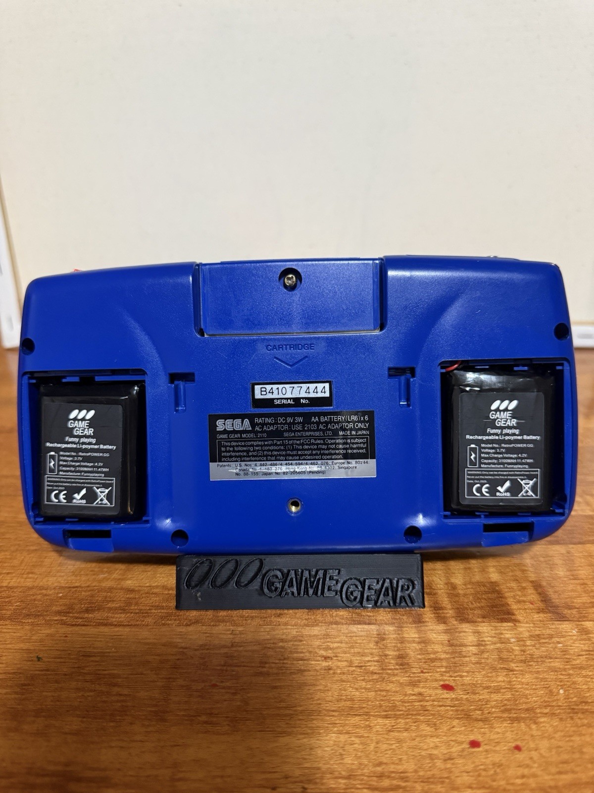 Game Gear ORIGINAL BLUE Not A Reshell. LCD Bigger Screen Recharging Red/Green