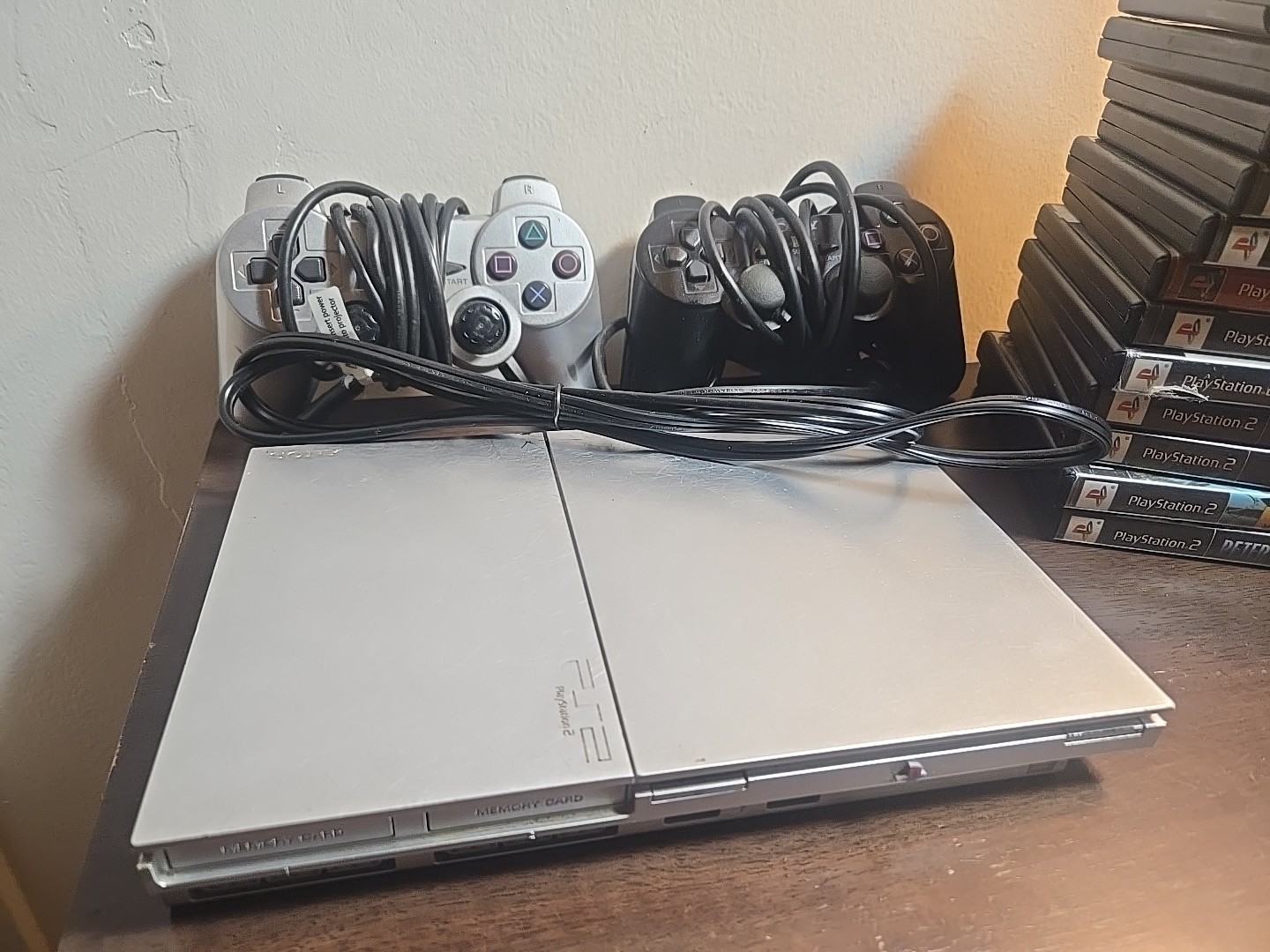 Sony PS2 Slim Console SCPH-90001 S Bundle with 13 Games 2 controllers