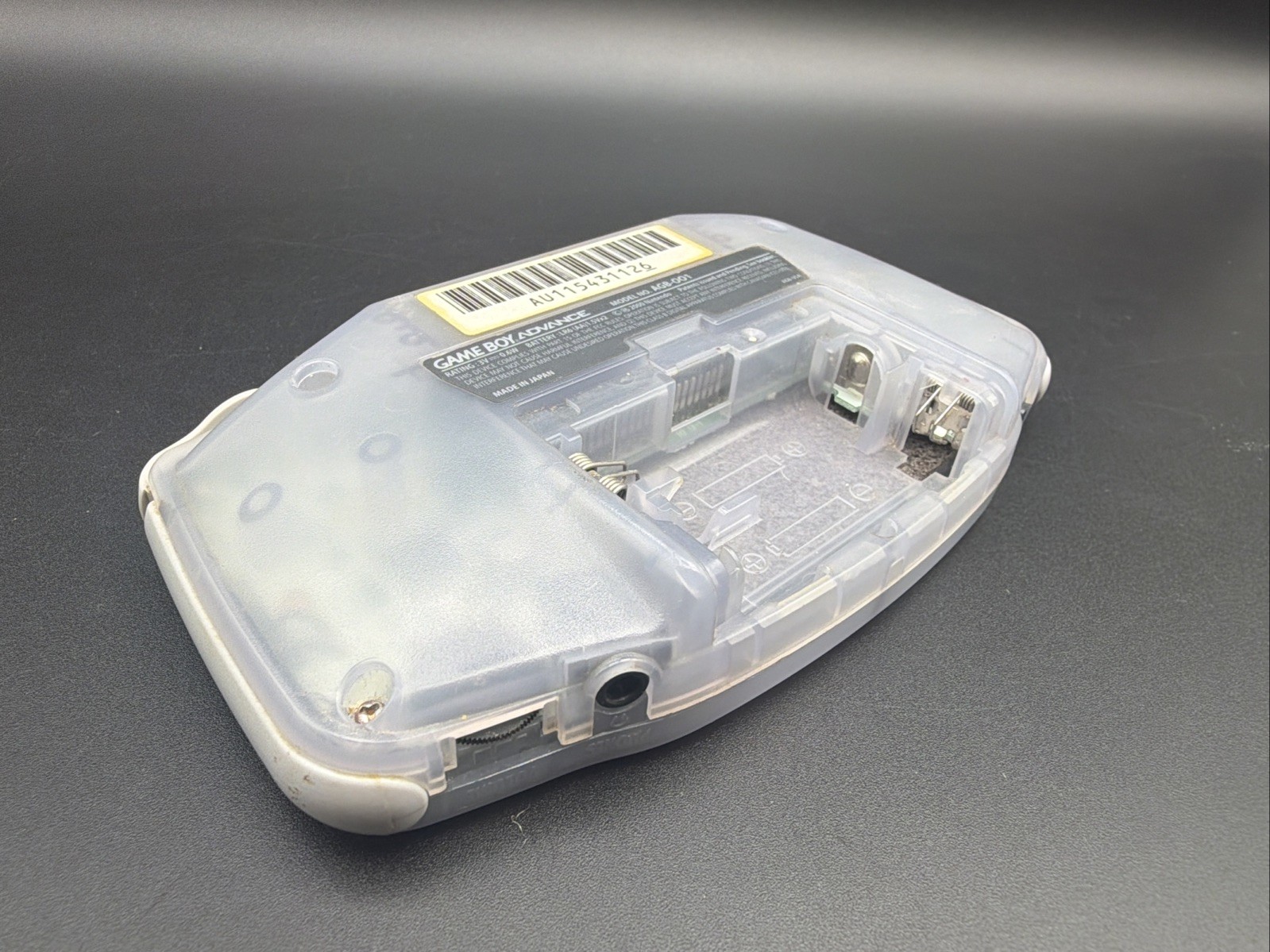 Nintendo Game Boy Advance Console System Clear Glacier Works No Battery Cover!