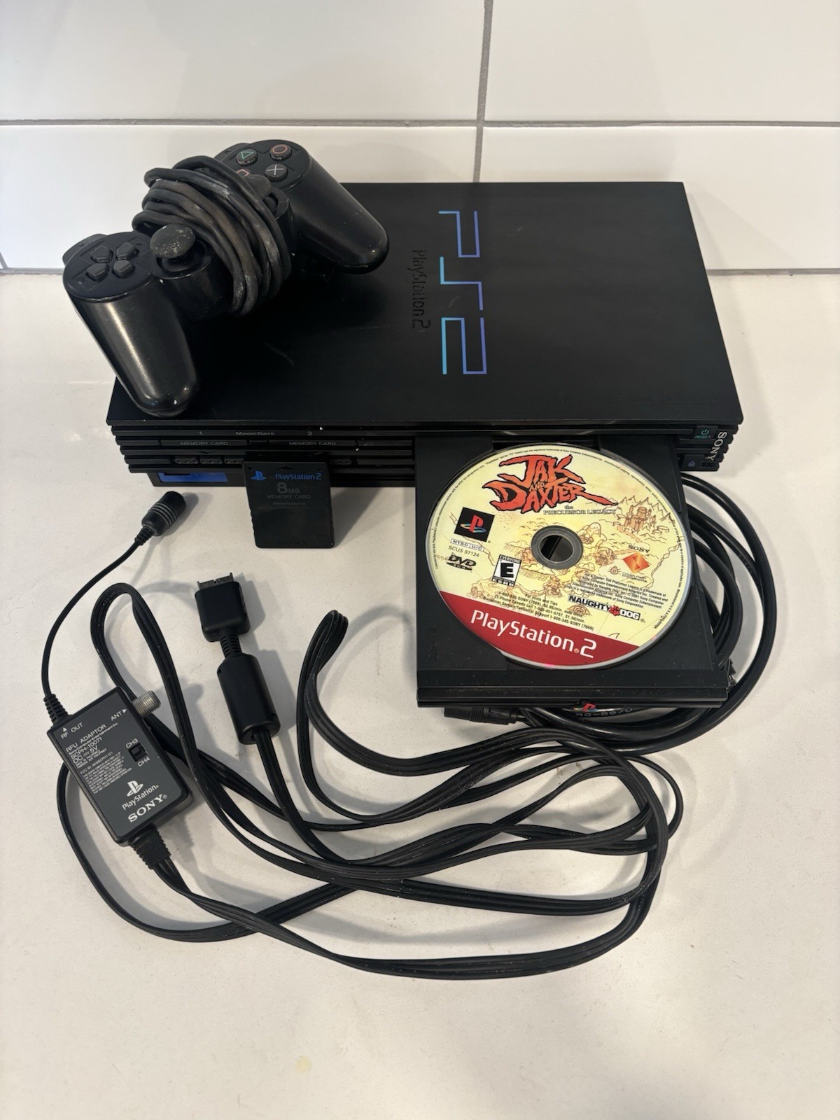 PlayStation 2 Console Bundle Powers On w/ Controller & 8MB Memory Card + Game