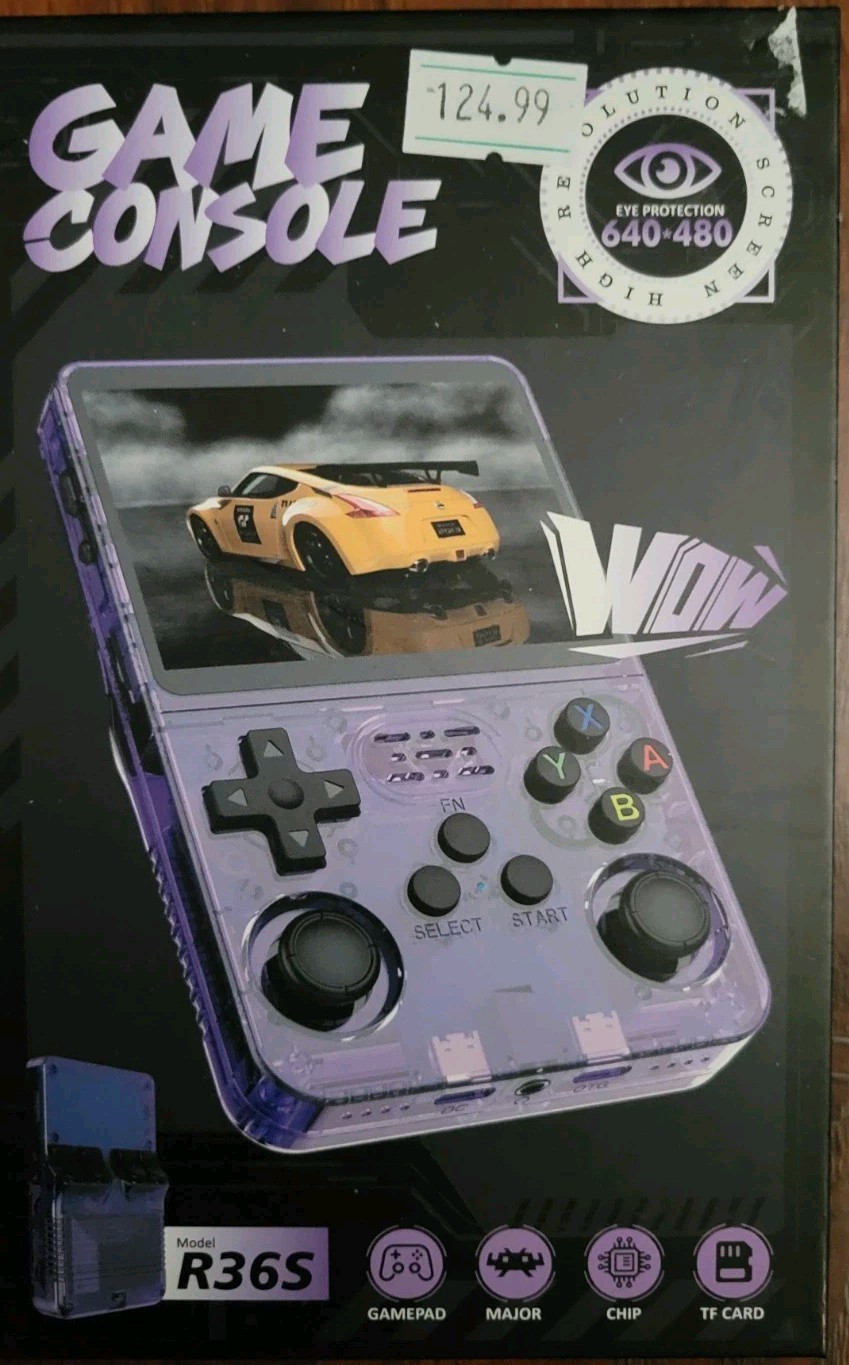 R36S Handheld Game Console 64GB Purple 640×480 Eye Protection USB-C