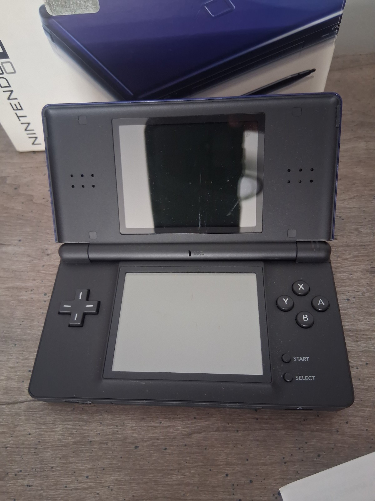 NINTENDO DS LITE SYSTEM COBALT BLUE BLACK CONSOLE ORIGINAL BOX USG-001