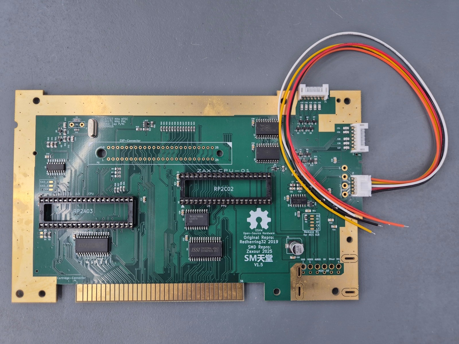 SMTendo Nintendo NES Motherboard V1.5 by Zaxour – ENIG Gold Assembled – NTSC PAL