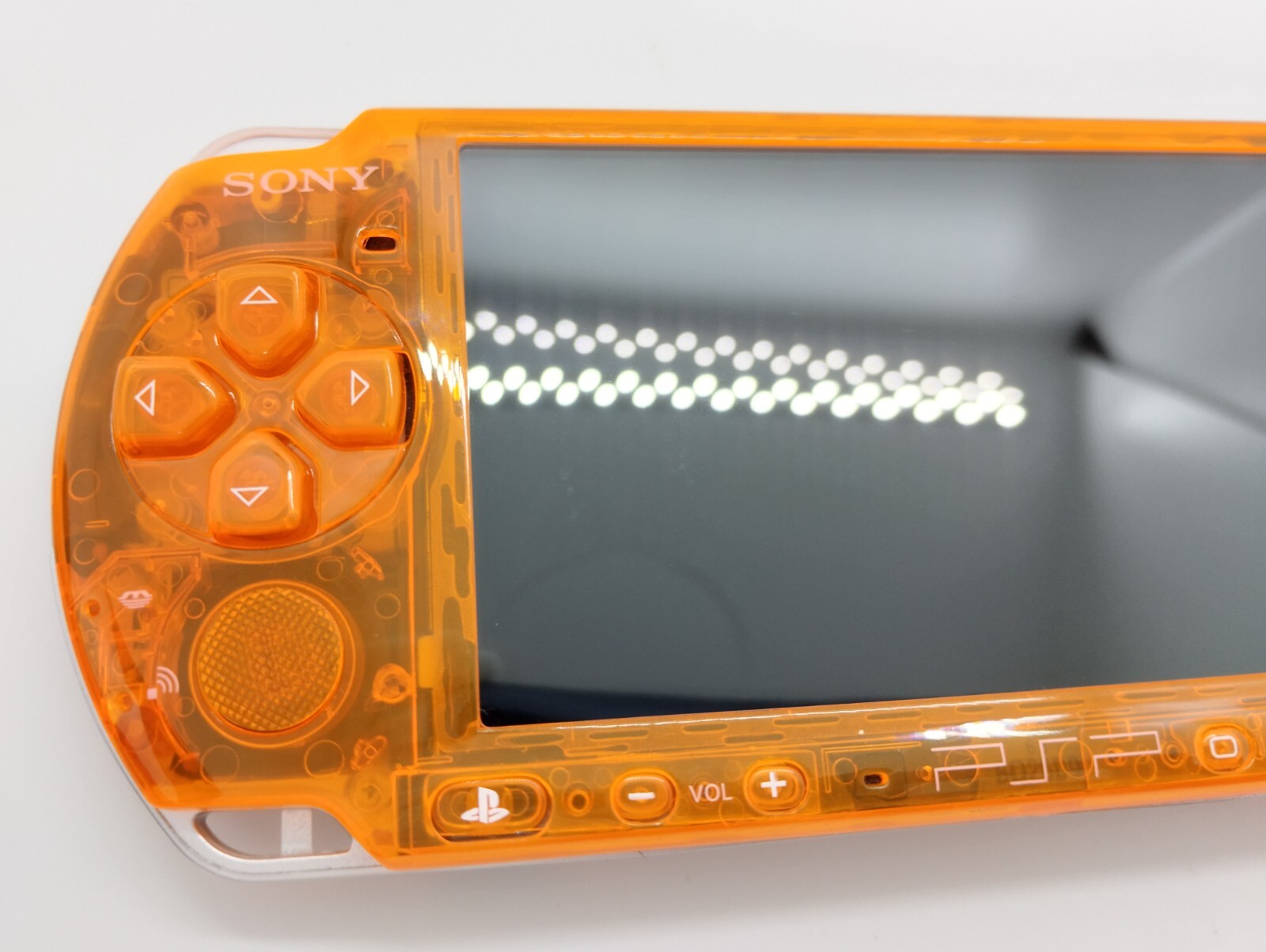 Sony PSP-3000 Playstation Portable Handheld Console Clear Orange Shell Custom