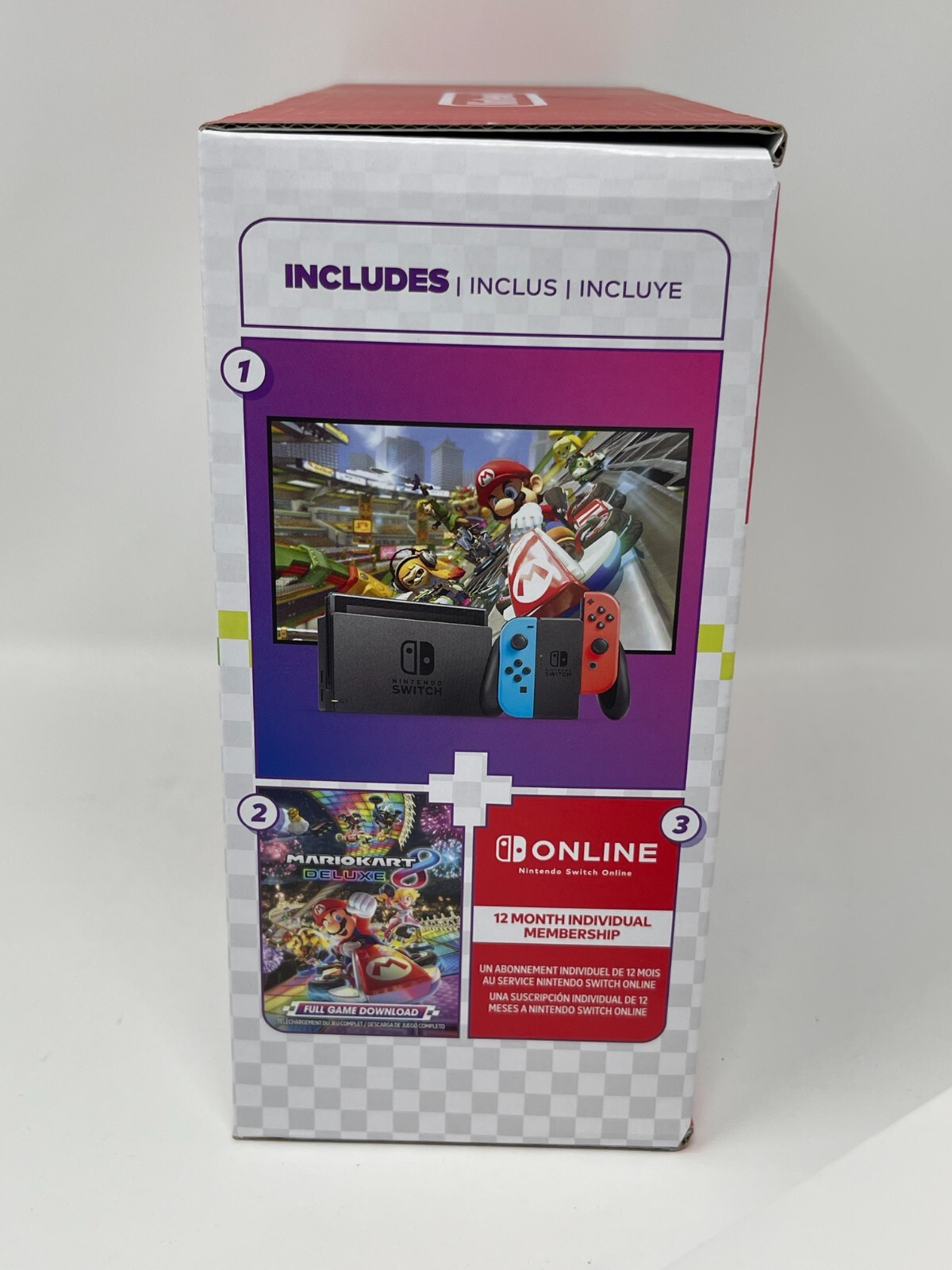 Nintendo Switch Mario Kart 8 Deluxe Bundle Neon Blue & Neon Red Joy-Con Game Dow