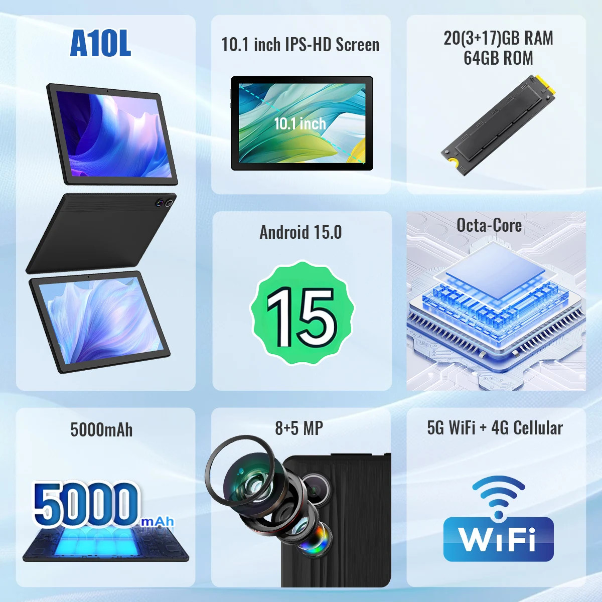 2026 Newest Android 15 Tablet 10 Inch 20GB 64GB Expandable 1TB WidevineL1 GMS