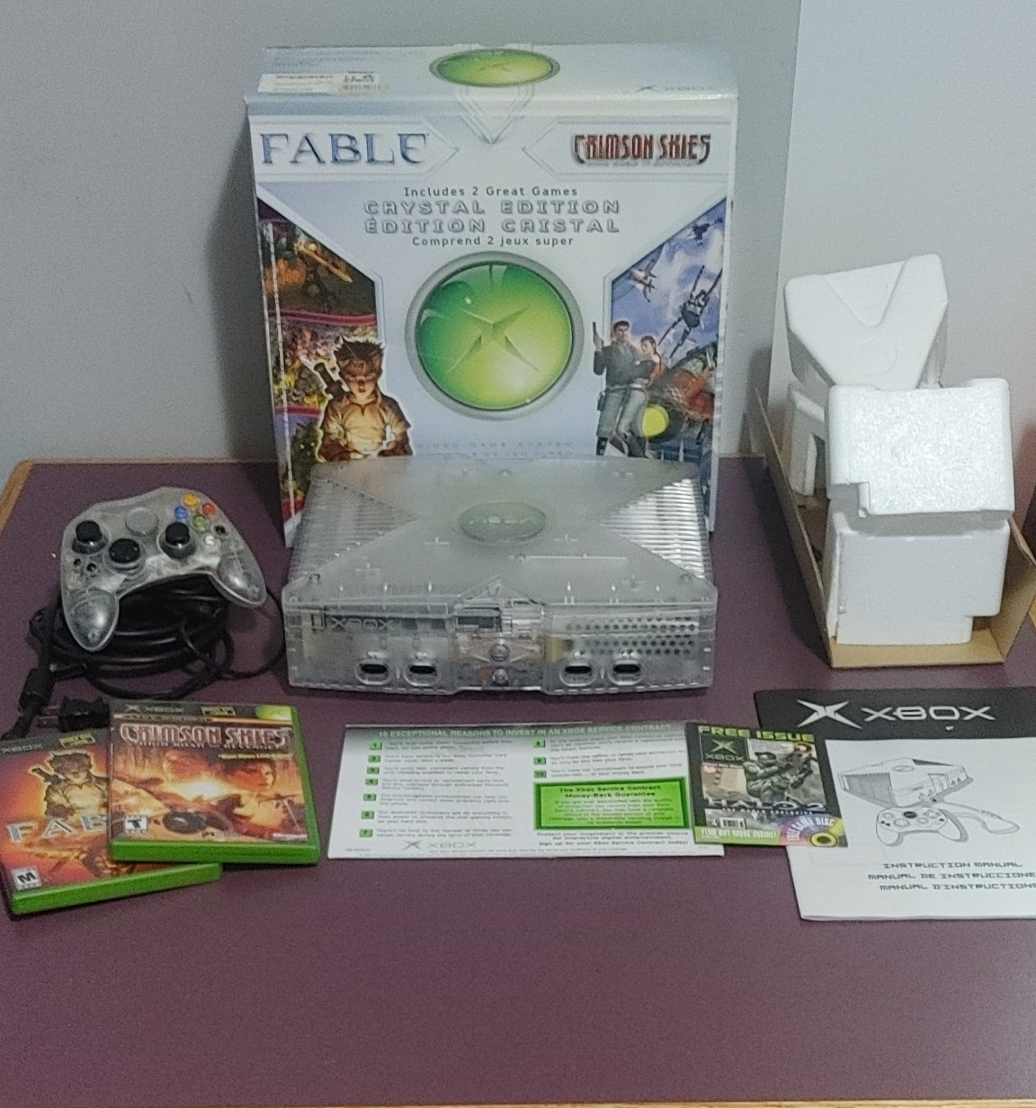 Rare Microsoft Xbox Crystal Edition Fable Bundle Console Canada Exclusive Opened