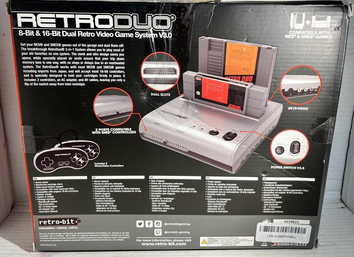 Retro-Bit Retro Duo 2 in 1 Console System for Original NES & SNES Games – Silver