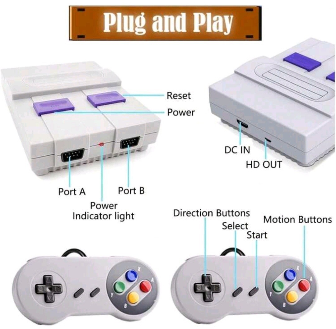 Super Mini SNES SN-02 retro NES hdmi TV game console w/ 821 classic games NEW
