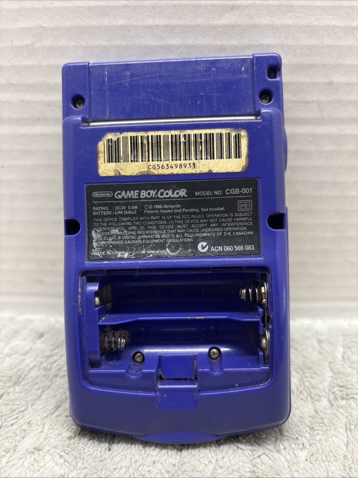 Nintendo CGB-001 GameBoy Color Handheld Gaming Console – Purple – NO BATT COVER